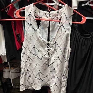 Women's Sleeveless Lace-Up Top - White and Black Willow and Root from Buckle